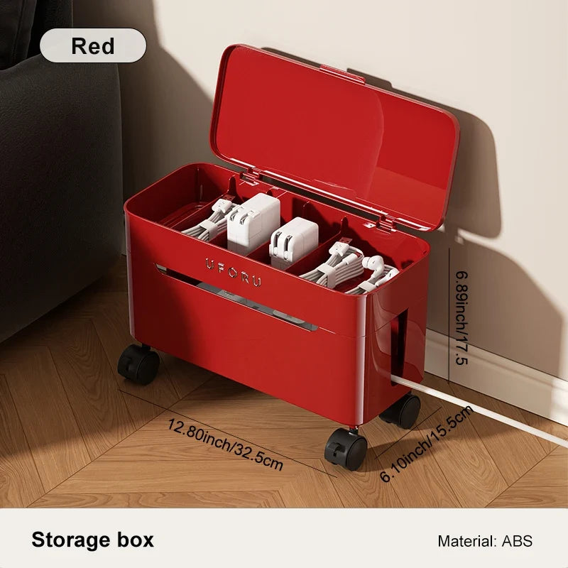 Cable Storage Box with Lid, Desktop Charging Cable Organizer with Compartments for Data Cables and Accessories - product view 2