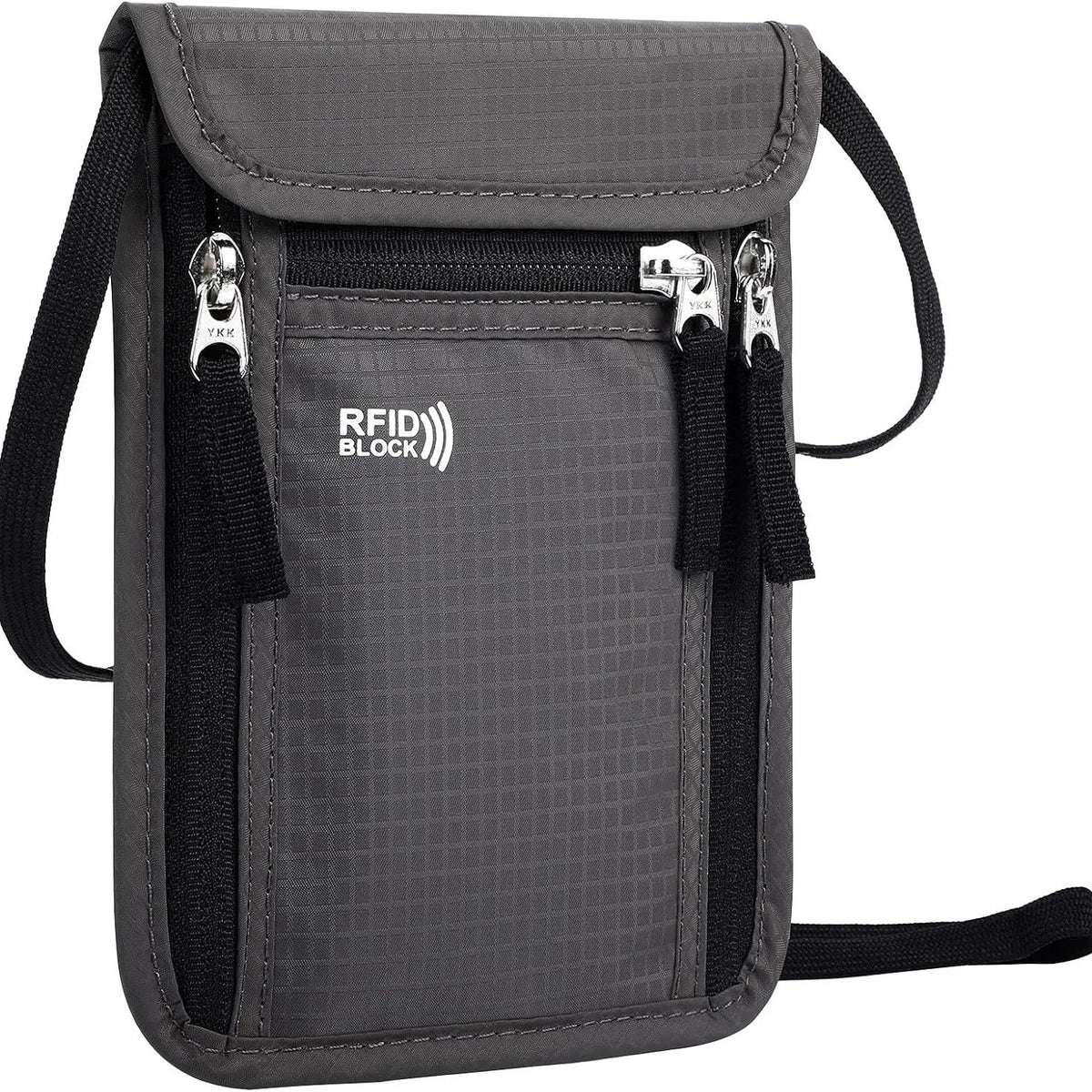 RFID-Blocking Travel Wallet, Passport Holder and Family Document Organizer with Neck Strap, Black, Grey, Purple or Blue - product view 2