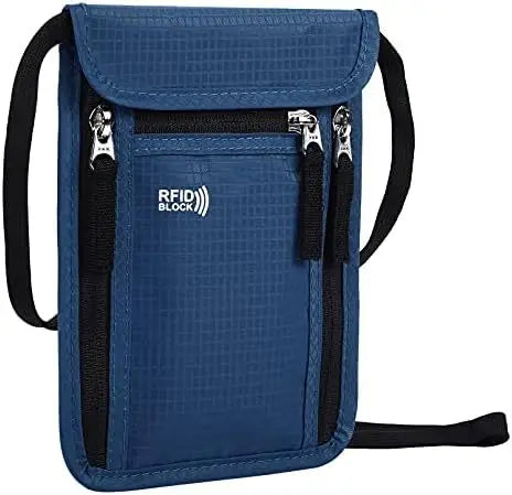 RFID-Blocking Travel Wallet, Passport Holder and Family Document Organizer with Neck Strap, Black, Grey, Purple or Blue - product view 4