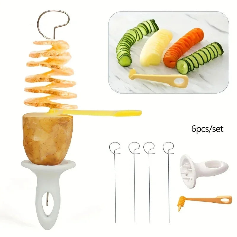 6-Piece Stainless Steel Vegetable Spiralizer Set, Multi-Functional Cutter for Spiral Potatoes, Carrots and Kitchen Prep - product view 3