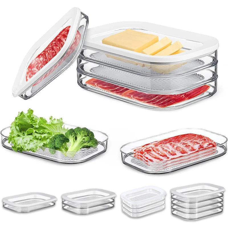 Stackable Food Storage Container, Clear Plastic Deli Organizer with Lid Options for Meat, Cheese, Bacon and Meal Prep - product view 5