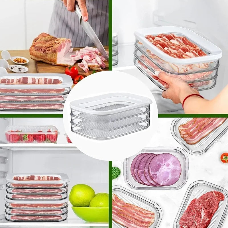 Stackable Food Storage Container, Clear Plastic Deli Organizer with Lid Options for Meat, Cheese, Bacon and Meal Prep - product view 6