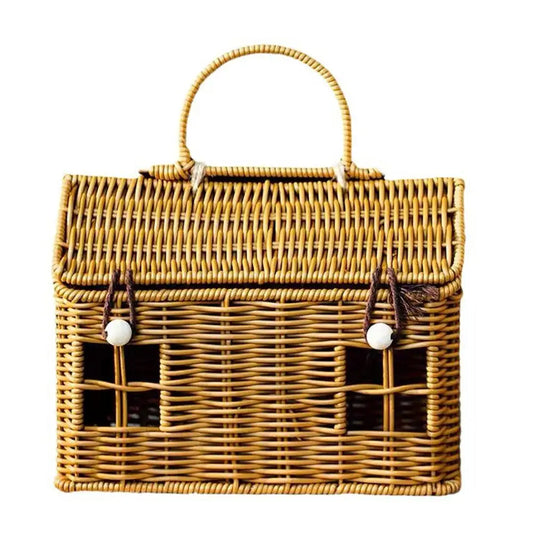House-Shaped Storage Basket with Lid and Handle, Waterproof Plastic Beverage Basket, 23.5 x 13.5 x 17.5 cm, Option A - product view 1