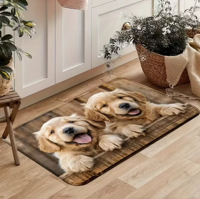 Black Dog-Themed Welcome Door Mat, 100% Polyester Cartoon Paw Print Rug, Anti-Slip Modern Floor Mat in 3 Sizes - product view 3