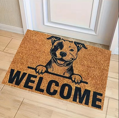 Black Dog-Themed Welcome Door Mat, 100% Polyester Cartoon Paw Print Rug, Anti-Slip Modern Floor Mat in 3 Sizes - product view 5