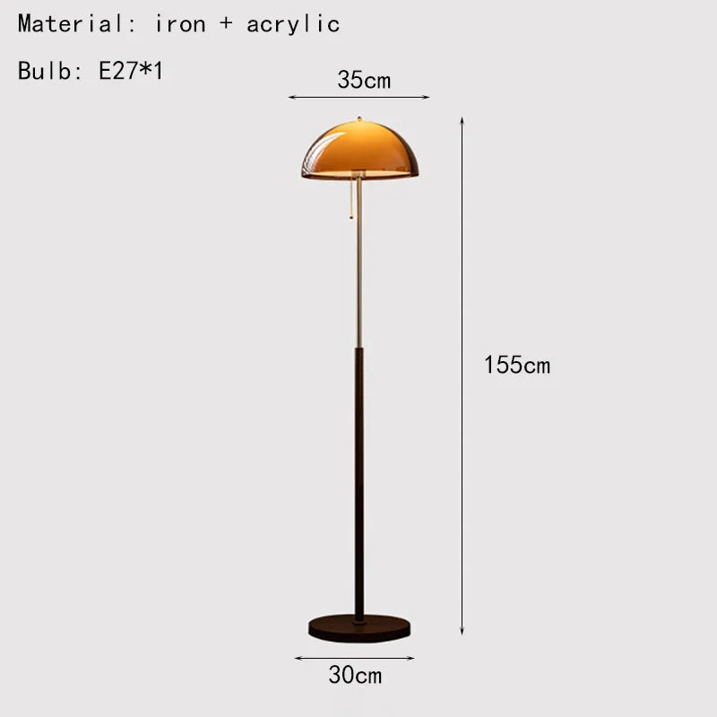 Modern Floor Lamp with Acrylic Shade, E27 Bulb, AC Power, Button Switch and Warm, White or Natural Light Options - product view 1