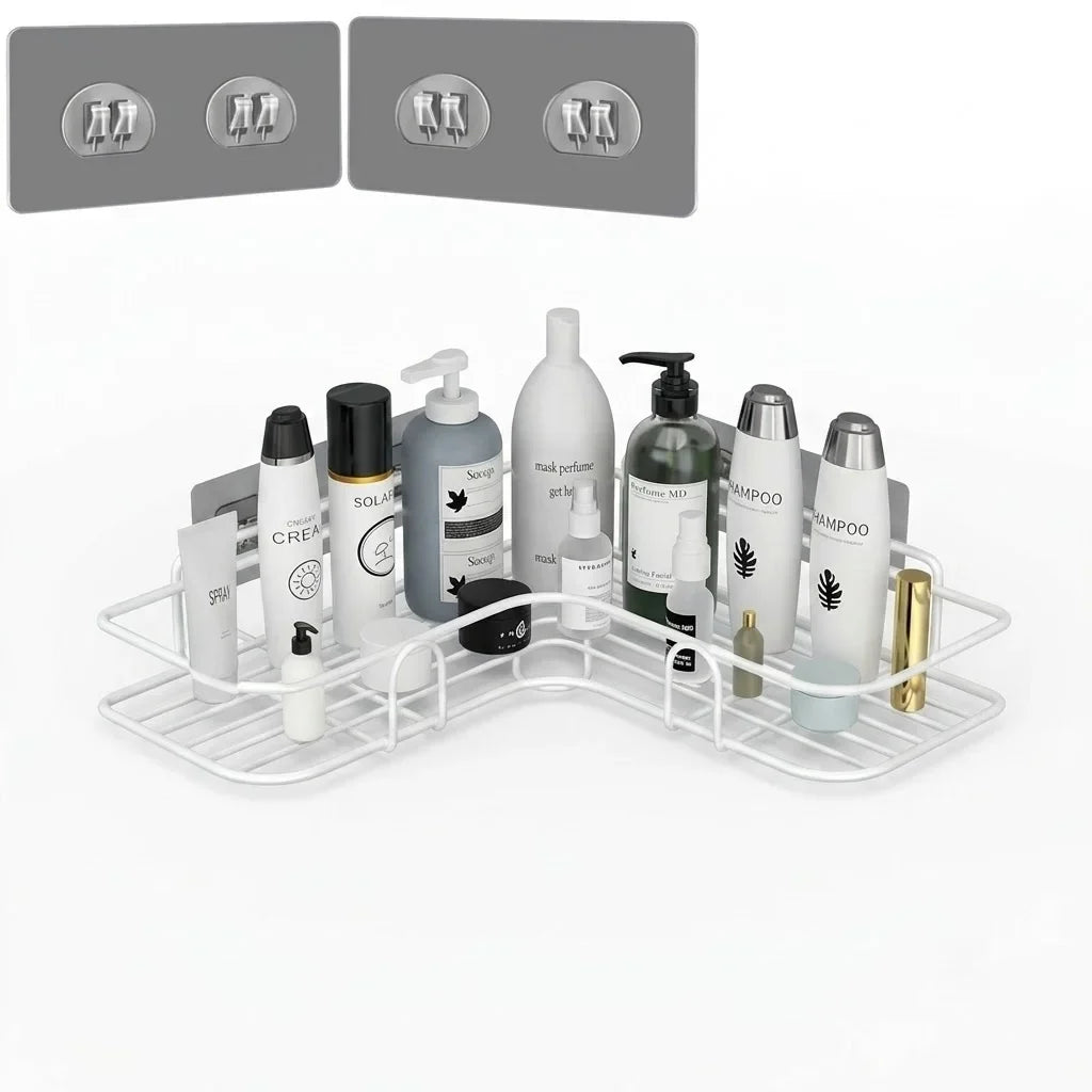 Corner Shower Shelf, Bathroom Toiletry Storage Rack in Stainless Steel, White or Black - product view 1