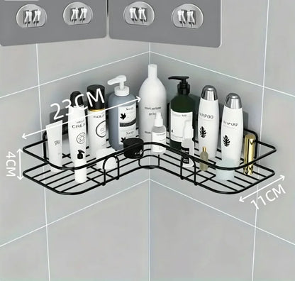 Corner Shower Shelf, Bathroom Toiletry Storage Rack in Stainless Steel, White or Black - product view 4