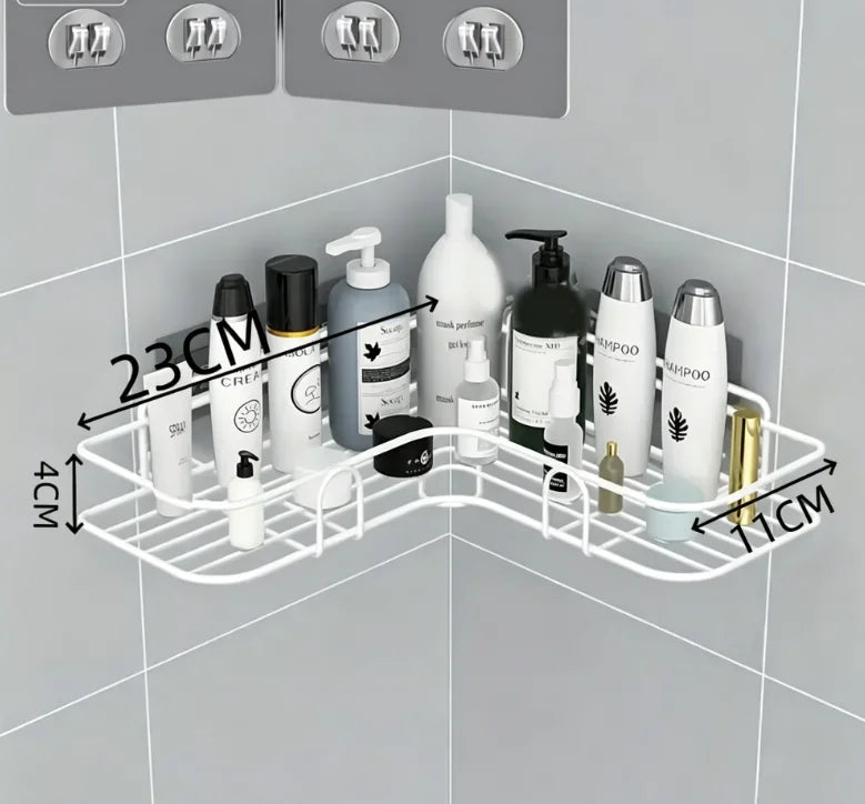 Corner Shower Shelf, Bathroom Toiletry Storage Rack in Stainless Steel, White or Black - product view 5