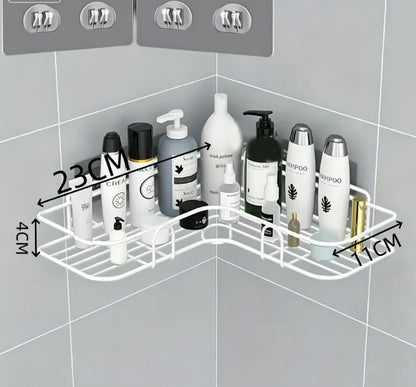Corner Shower Shelf, Bathroom Toiletry Storage Rack in Stainless Steel, White or Black - product view 5