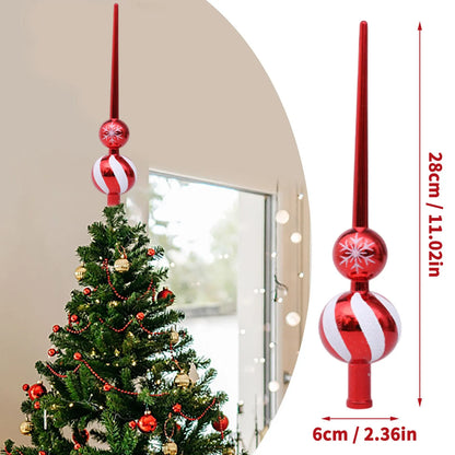Gourd-Shaped Christmas Tree Topper, Plastic Festive Star Ornament, Lightweight Insert Design in Gold, Silver, Red or Blue - product view 5
