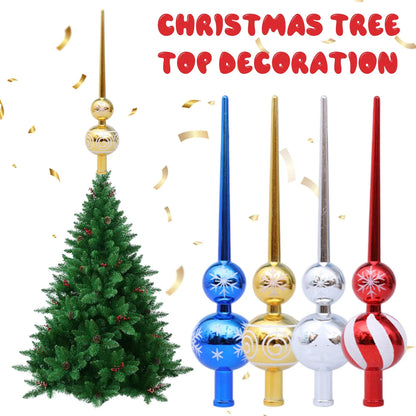 Gourd-Shaped Christmas Tree Topper, Plastic Festive Star Ornament, Lightweight Insert Design in Gold, Silver, Red or Blue - product view 6