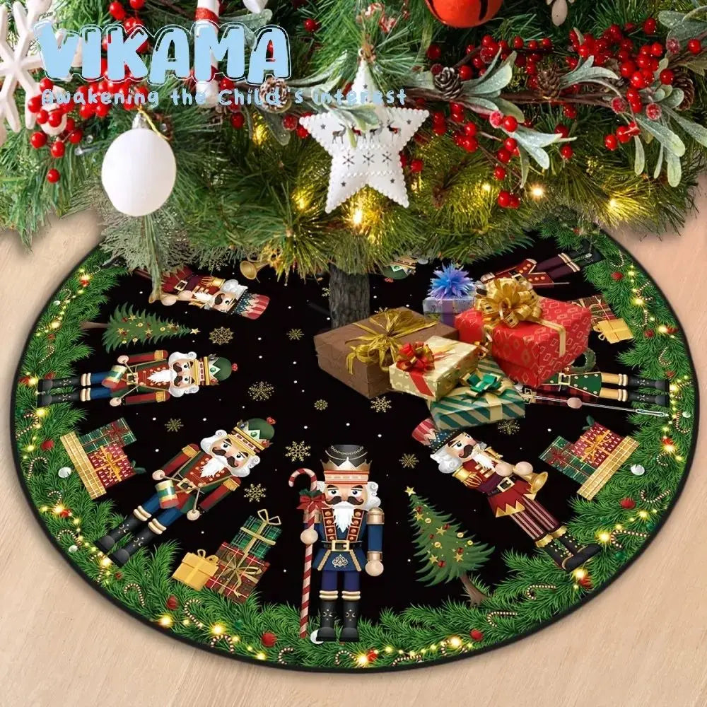Christmas Tree Skirt, Festive Pleated Trim Cloth Tree Base Cover in 60, 80, 90 or 120 cm for Holiday Decor - product view 2