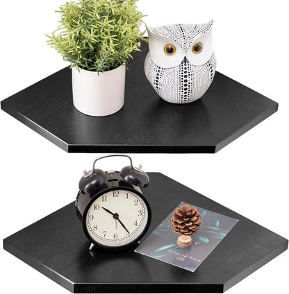 Modern Wood Picture Ledge Corner Shelf for Photos and Small Plants, Black, White, Walnut or Light Carbonized - product view 1