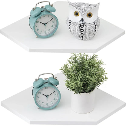 Modern Wood Picture Ledge Corner Shelf for Photos and Small Plants, Black, White, Walnut or Light Carbonized - product view 3