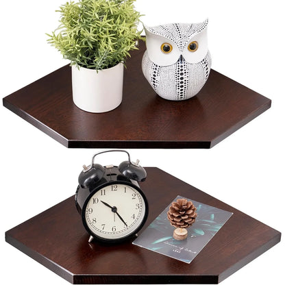 Modern Wood Picture Ledge Corner Shelf for Photos and Small Plants, Black, White, Walnut or Light Carbonized - product view 4