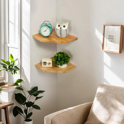 Modern Wood Picture Ledge Corner Shelf for Photos and Small Plants, Black, White, Walnut or Light Carbonized - product view 5
