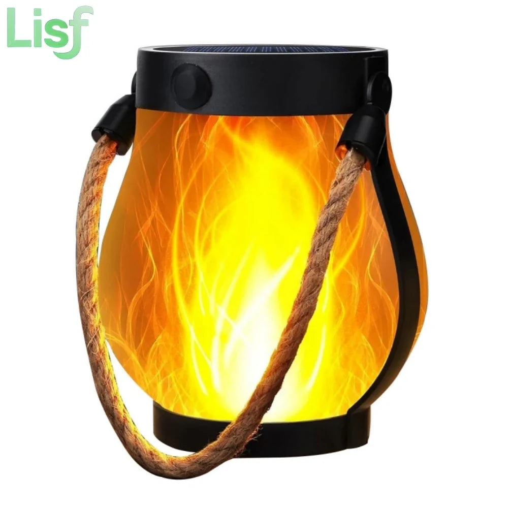 Solar Flickering Flame Lantern, ABS Hanging or Tabletop LED Light, 2 Lighting Modes for Patio, Garden and Outdoor Gatherings - product view 2