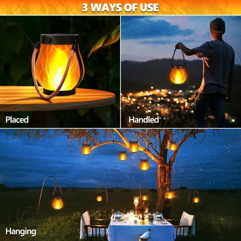 Solar Flickering Flame Lantern, ABS Hanging or Tabletop LED Light, 2 Lighting Modes for Patio, Garden and Outdoor Gatherings - product view 4