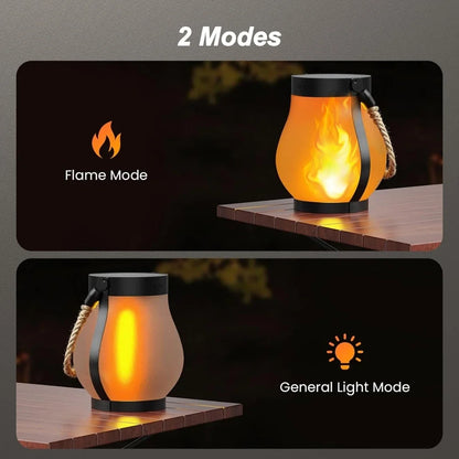 Solar Flickering Flame Lantern, ABS Hanging or Tabletop LED Light, 2 Lighting Modes for Patio, Garden and Outdoor Gatherings - product view 6