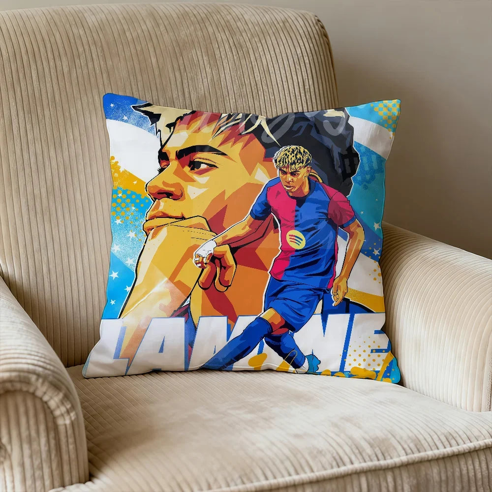 Double-Sided Printed Football Cushion Cover, Polyester Square Decorative Pillowcase for Sofa, Car and Chair, Eight Sizes - product view 1