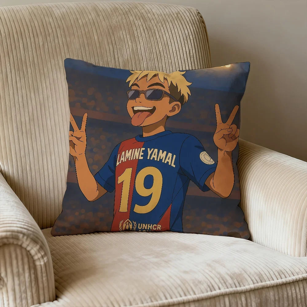 Double-Sided Printed Football Cushion Cover, Polyester Square Decorative Pillowcase for Sofa, Car and Chair, Eight Sizes - product view 3