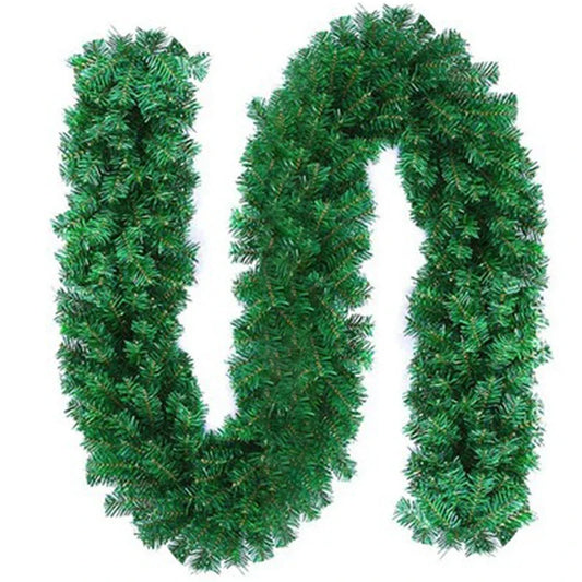 Artificial Pine Christmas Garland, 2.7m Green Non-Woven Fabric Rattan Strip with Gold Accents, Available in 1pc or 2pcs - product view 1