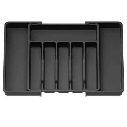 Adjustable Pantry Organizer Tray, Expandable Plastic Cutlery Drawer Organizer for Spoons, Forks, Knives and Utensils - product view 1