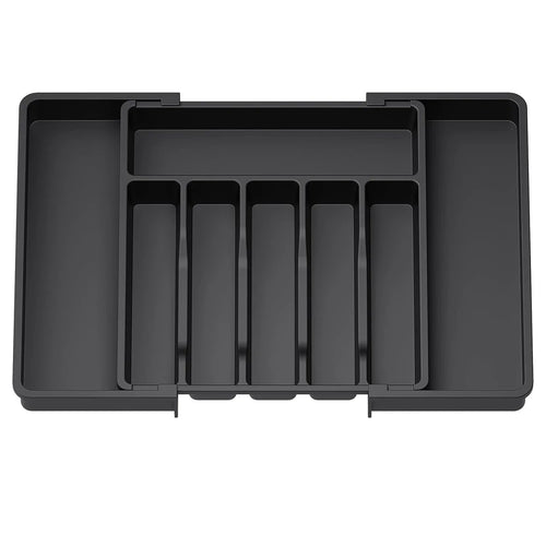 Adjustable Pantry Organizer Tray, Expandable Plastic Cutlery Drawer Organizer for Spoons, Forks, Knives and Utensils - product view 1