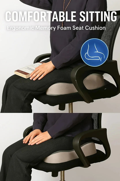 Memory Foam Chair Cushion, Breathable Polyester Cover, Ergonomic Seat Support for Office Chairs, Student Stools and Car Seats - product view 3