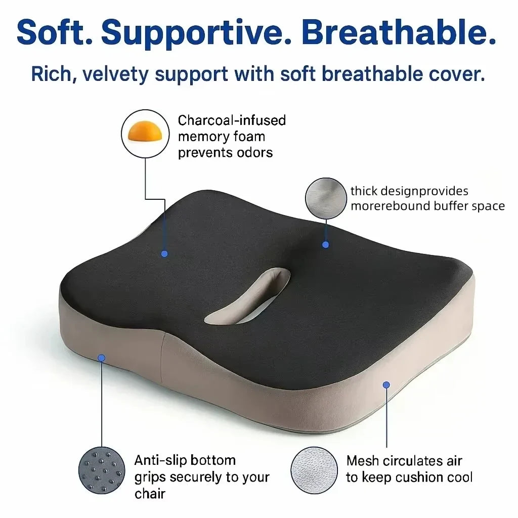 Memory Foam Chair Cushion, Breathable Polyester Cover, Ergonomic Seat Support for Office Chairs, Student Stools and Car Seats - product view 6