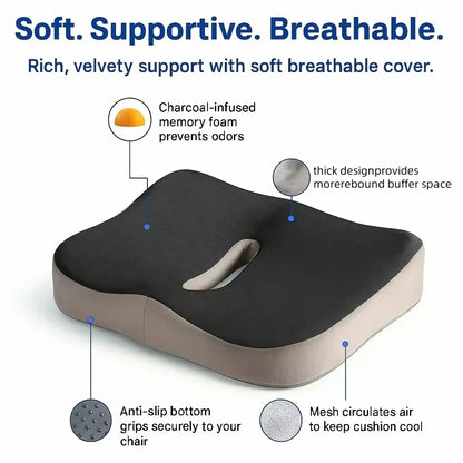 Memory Foam Chair Cushion, Breathable Polyester Cover, Ergonomic Seat Support for Office Chairs, Student Stools and Car Seats - product view 6