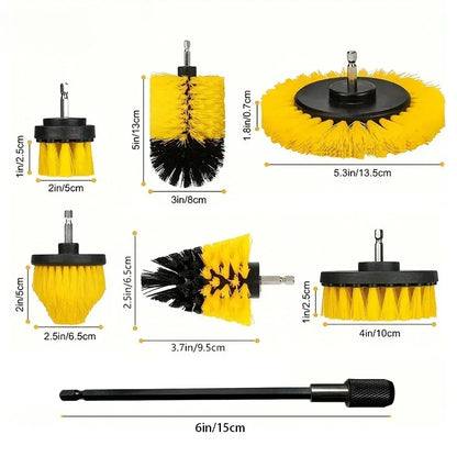 Electric Drill Brush Set, High-Density Nylon Bristles, 3 or 7 Pieces for Carpet, Glass, Wheels, Floors and Bathrooms - product view 6