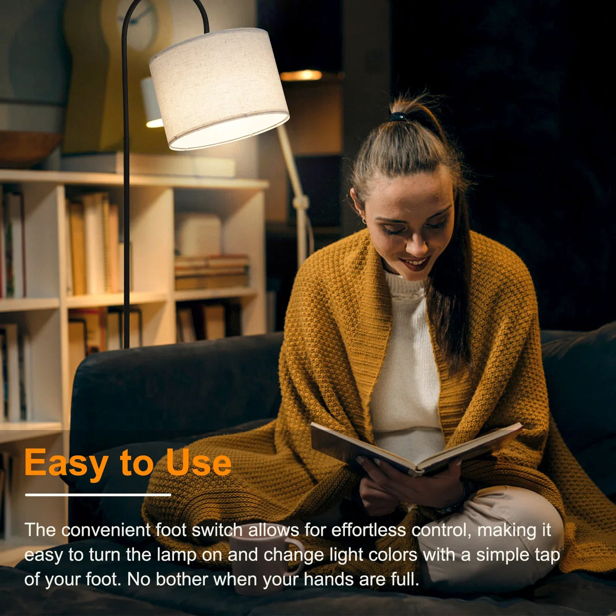Fabric Floor Lamp, Assembly Design, Solar Power Source, Multicolor Finish for Living Rooms and Bedrooms - product view 3