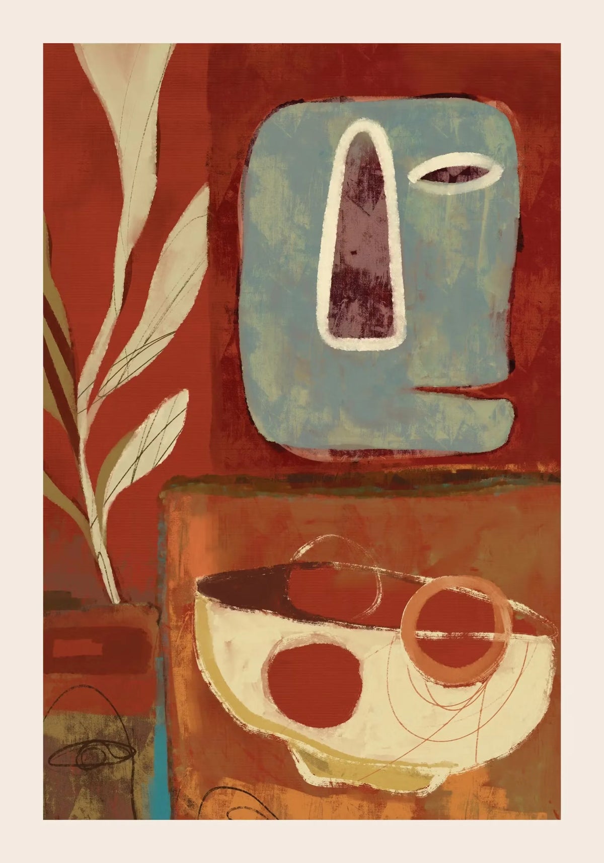 Abstract Geometry Canvas Wall Art, Vintage Vertical Rectangle Print, Unframed Retro Poster for Living Room, Bedroom or Office - product view 5