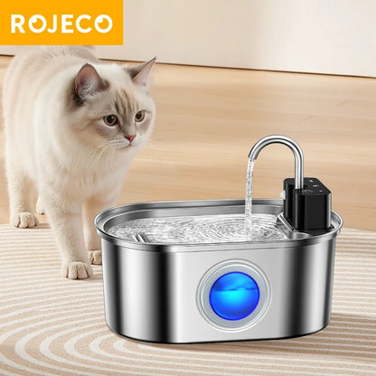 Stainless Steel Pet Water Fountain, Battery Powered Automatic Drinking Fountain with 4000mAh and Filter Options - product view 4