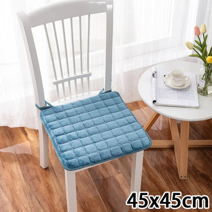 Memory Seat Cushion with Ties, Solid Polyester-Cotton Chair Pad with Cotton Filling, 40x40cm or 45x45cm - product view 4