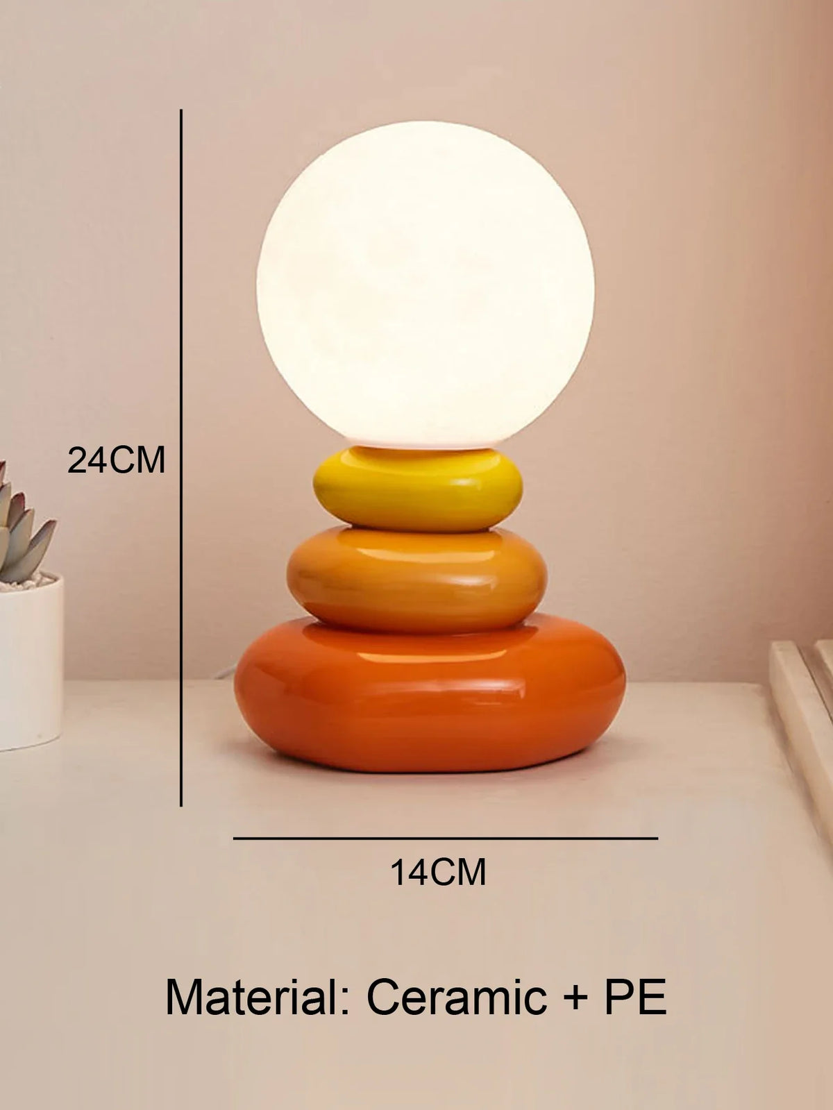 Ceramic LED Bedside Table Lamp, 220V AC Modern Bedroom Mood Light with Bulb Included, Orange, Blue or Gray - product view 2