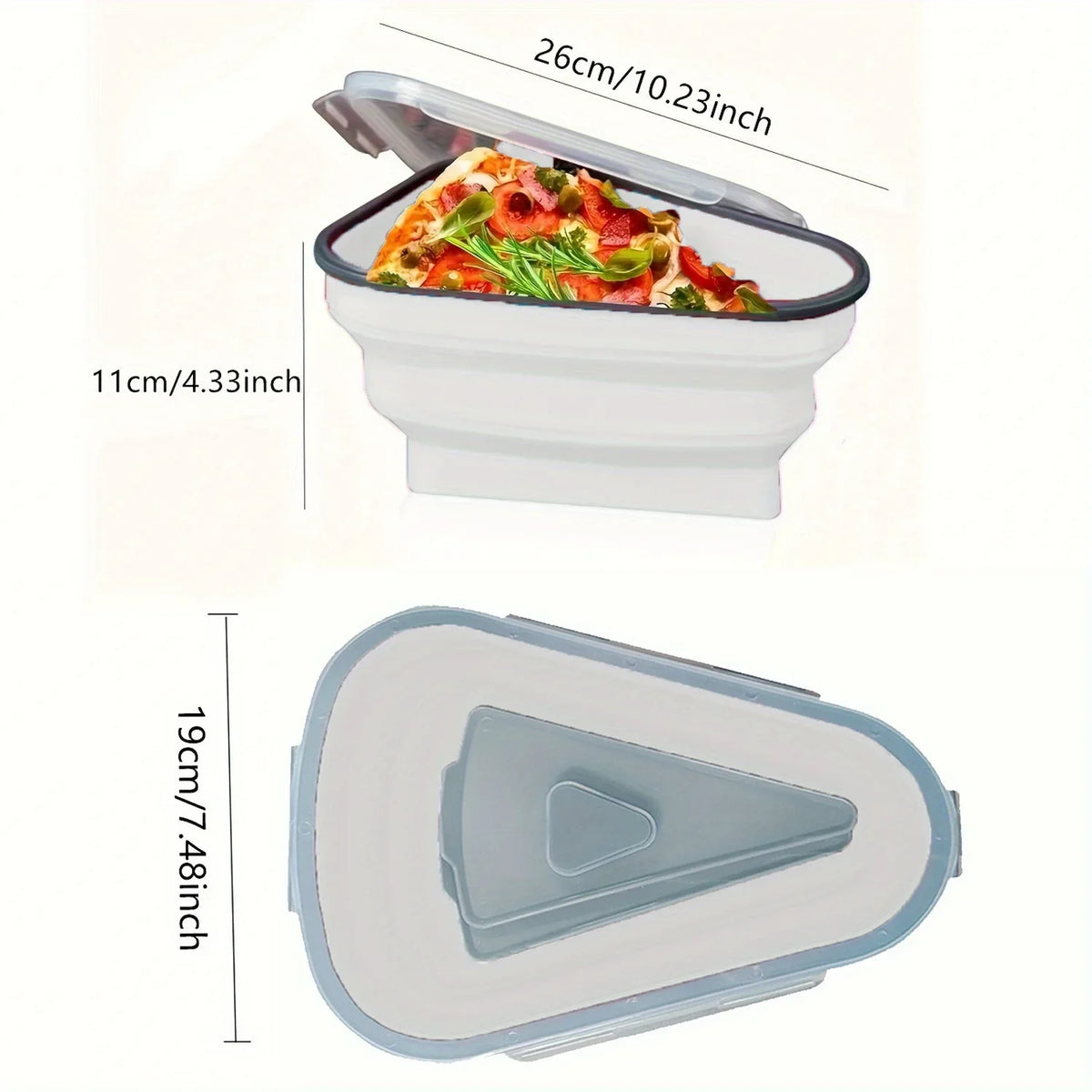 Silicone Pizza Storage Container, Collapsible Leftover Organizer with 5 Microwavable Trays, Snap-On Lid, White - product view 4