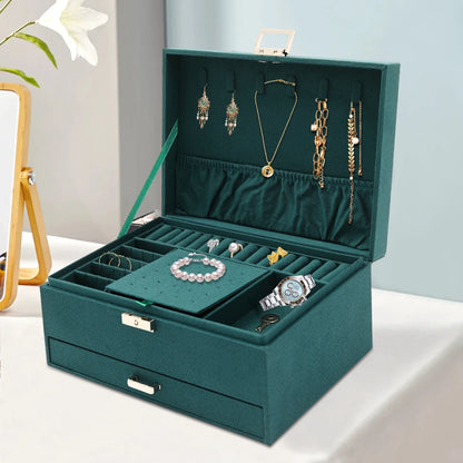 Green Jewelry Box Organizer, Jewelry Packaging and Display Case for a Refined Dressing Table Accent - product view 5