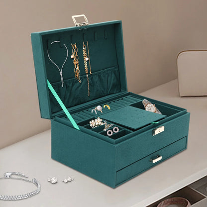Green Jewelry Box Organizer, Jewelry Packaging and Display Case for a Refined Dressing Table Accent - product view 6