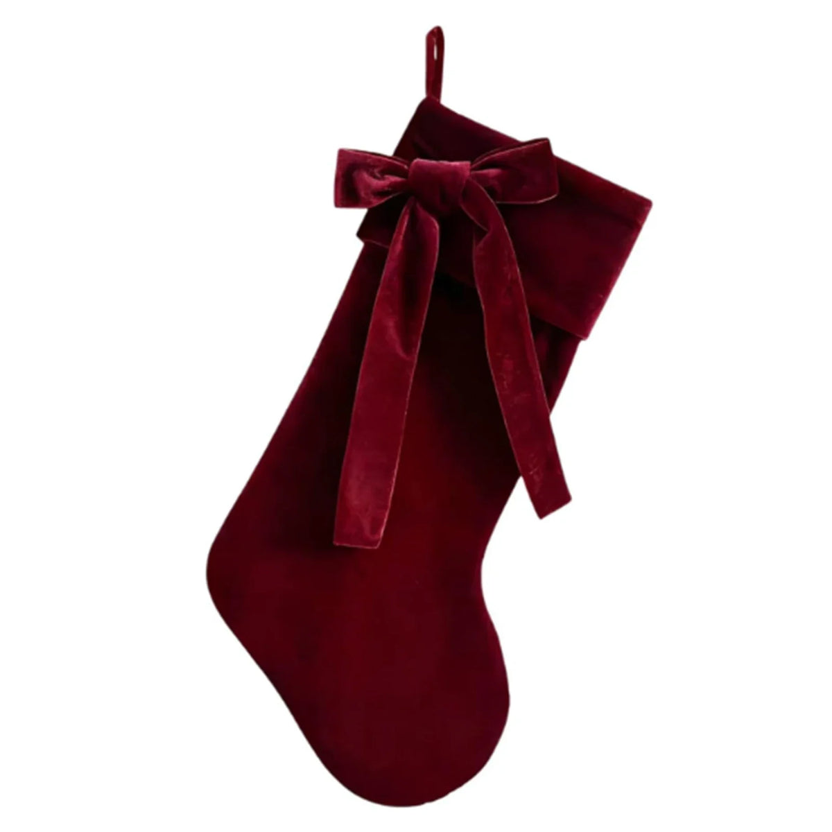Christmas Velvet Stocking, Embroidered Hanging Fireplace Tree Décor and Reusable Gift Pouch, Green or Red - product view 2
