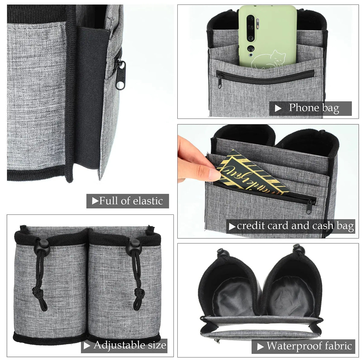 Luggage Cup Holder, Foldable Nylon Suitcase Drink Carrier with Non-Slip Silicone Detail for Hands-Free Travel - product view 4