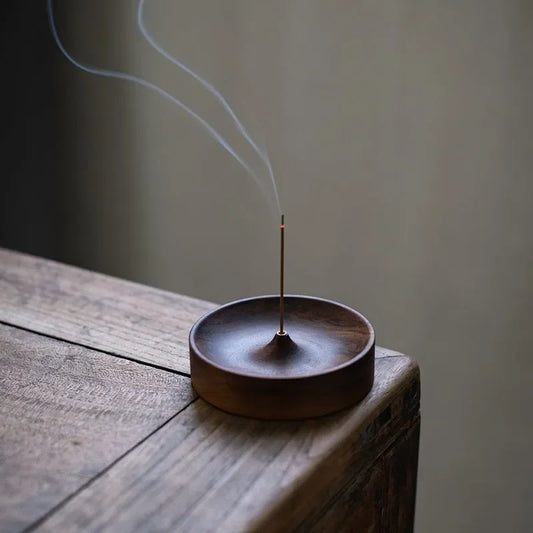 Solid Wood Incense Burner, Round 7 x 1.7 cm Aromatherapy Plate for Agarwood and Home Décor, 1-Piece Holder - product view 1