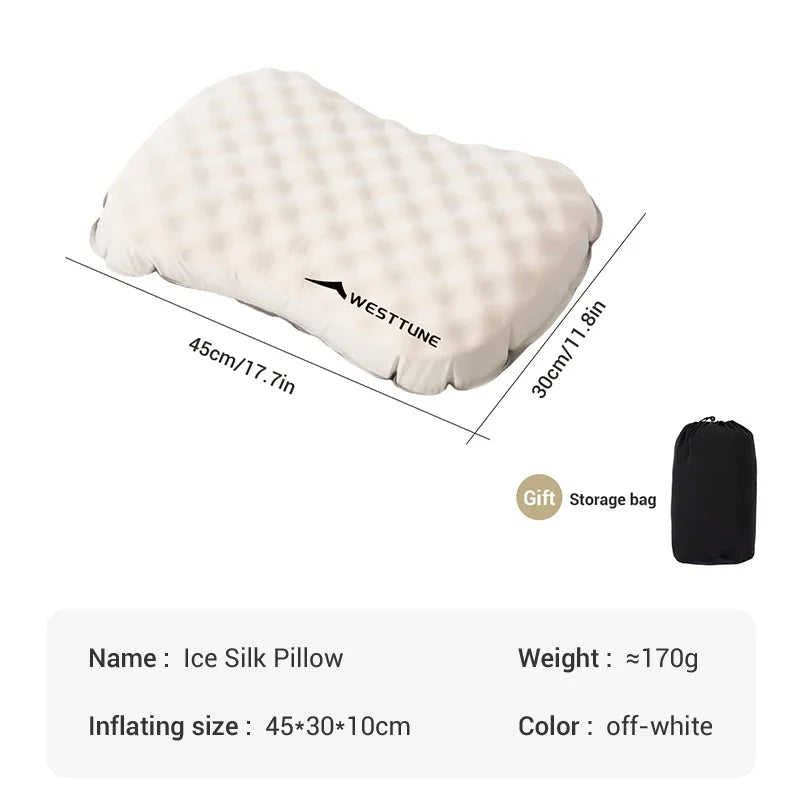Inflatable Travel Pillow, Adjustable Air Volume, Breathable Honeycomb Support, Lightweight 170 g Design for Camping and Travel - product view 1