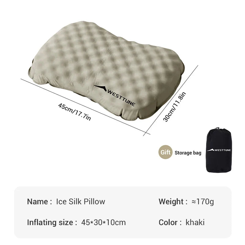 Inflatable Travel Pillow, Adjustable Air Volume, Breathable Honeycomb Support, Lightweight 170 g Design for Camping and Travel - product view 2