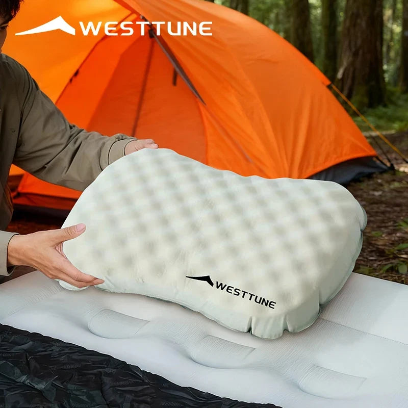 Inflatable Travel Pillow, Adjustable Air Volume, Breathable Honeycomb Support, Lightweight 170 g Design for Camping and Travel - product view 3