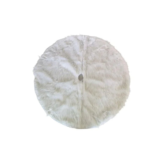 Plush Christmas Tree Skirt, 90 cm Round Faux Fur Snow-White Base Cover for Holiday Home and Party Decor - product view 1