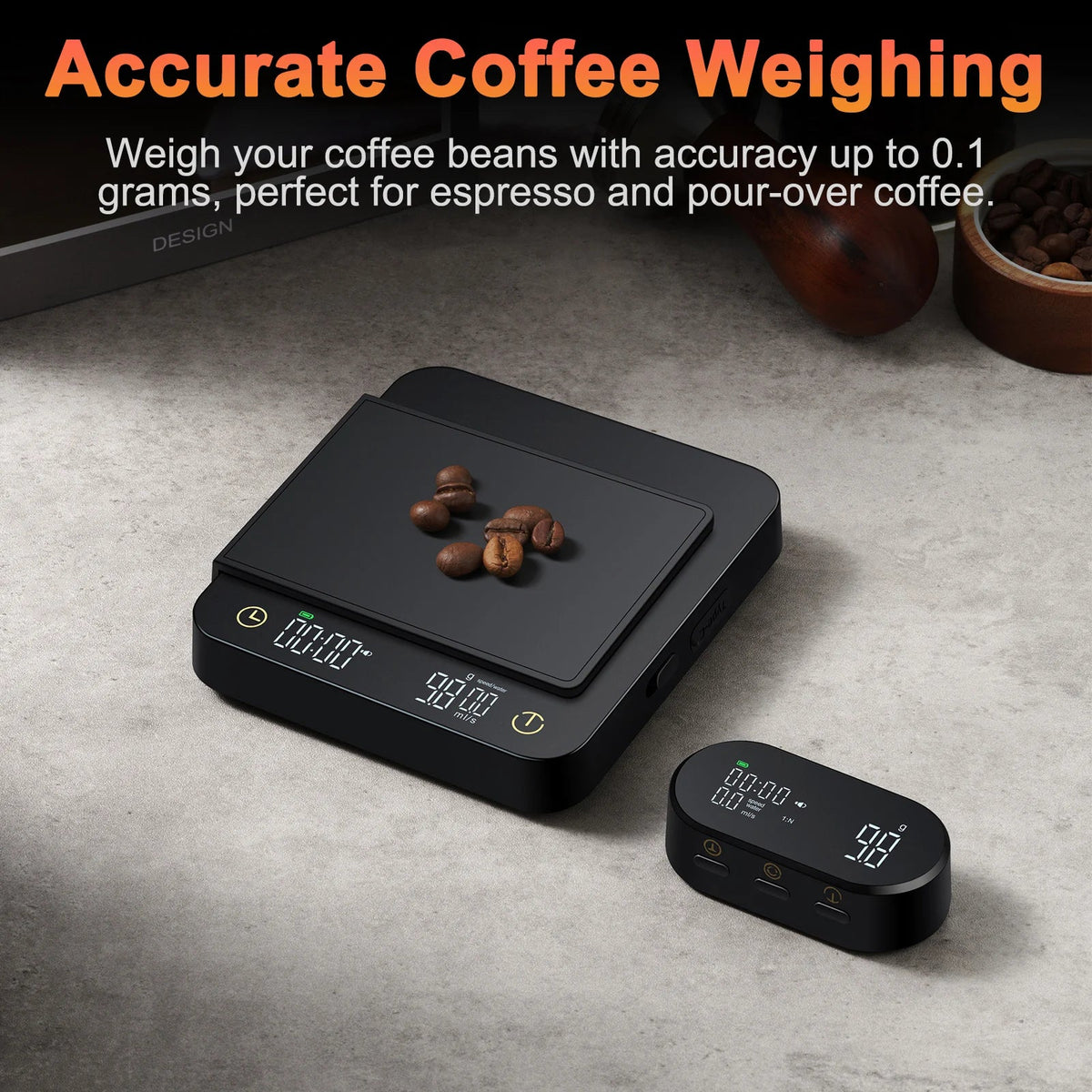 Mini Digital Kitchen Scale with Wireless Display, Timer, 3kg Capacity, 0.1g Accuracy and Type-C Rechargeable Battery - product view 2