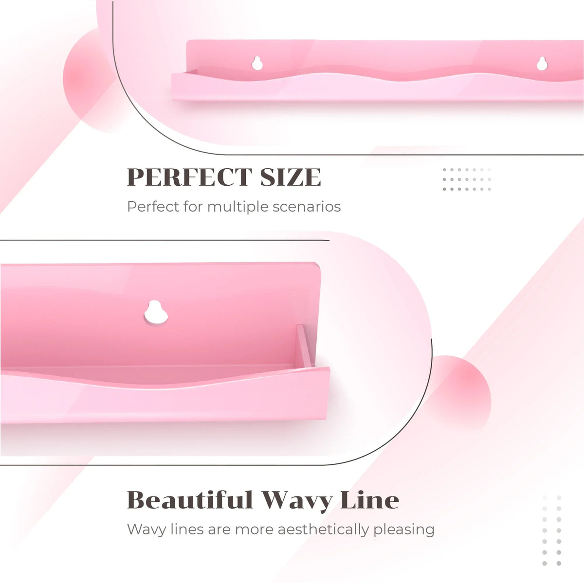 Pink Acrylic Wall Shelf, 6-Pack 15-Inch Nail Polish Organizer for 48–66 Bottles, Multi-Purpose Display Storage - product view 6